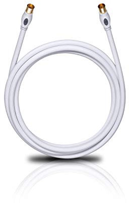 Oehlbach Transmission Plus - OFC Antennenkabel für TV und Radio - Koaxialstecker m/w, DVB-T2, HDTV, 4k & Ultra HD - 3,20m weiß