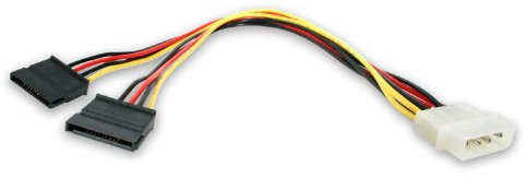 KALEA-INFORMATIQUE Cordon Adaptateur pour Alimentation de Disque Dur ou de CDROM de Type MOLEX 4 Points Mâle vers 2 SATA 15 Points Femelle