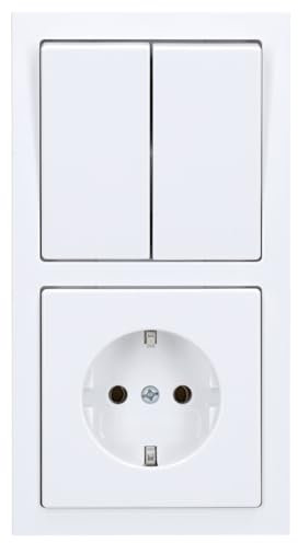 Busch-Jaeger Future Linear Set: Steckdose 20 EUC-84, Schalter 1785-84, Schalter-Einsatz 2000/5 US und Rahmen 1722-184K