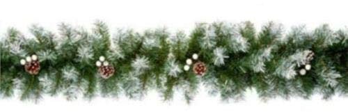 Premier 270cm (9ft) Christmas Garland Decoration Snow Tips White Berries & Cones