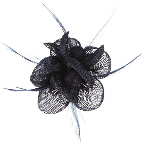 GEMVIE Bibi Mariage Femme Petit Chapeau Pince à Cheveux Fleur Broche Bleu Marine