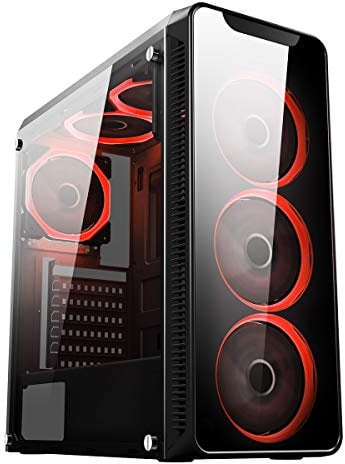 CiT Blaze Red PC Gaming Case Mid-Tower ATX - Tempered Glass, For Enhanced Gaming | Black