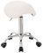 1stuff® Sattelhocker Pony - kompaktes Fußkreuz - gepolsterter Sitz - Höhe bis über 70cm - Rollhocker Sattelstuhl Arzthocker Praxishocker Drehhocker (Lederimitat weiß)