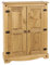 Home Source Storage Cupboard, Solid Pine 2 Door Mexican Wood Cabinet, 2 Internal Shelves