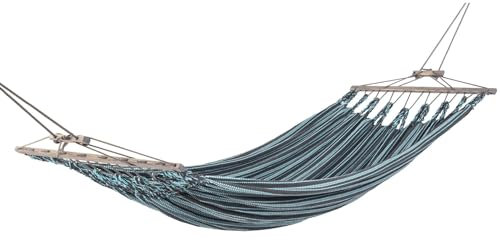 Chico Doppelhängematte 350x190cm Baumwollgewebe grau-türkis