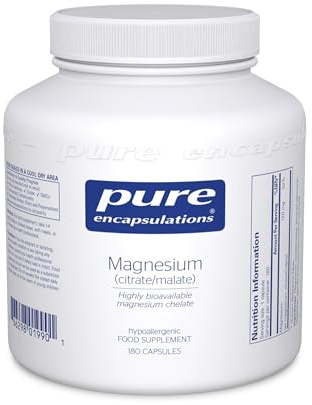 Pure Encapsulations Magnesium (Citrate/Malate) 120mg, 90 Capsules | Reduces Tiredness & Supports Muscle & Nervous System, Bioavailable Magnesium Citrate/Malate, Hypoallergenic