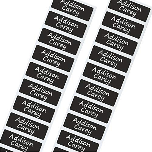 Nametape Express - Black Water Bottle Labels Personalised Dishwasher Proof/Waterproof Nametags/Nametapes by FunnyBone™ Stickers (40 Labels)
