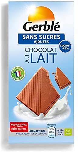 Gerblé Chocolat au Lait Sans Sucres Ajoutés 80g (lot de 6)