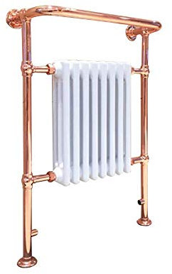 963mm (h) x 673mm (w) Eleanor Traditional Copper & White Heated Towel Rail Radiator (3410 BTU's)
