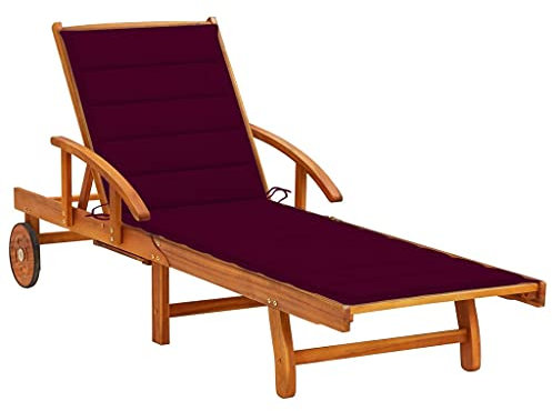 vidaXL Akazienholz Massiv Sonnenliege mit Auflage Gartenmöbel Saunaliege Relaxliege Holzliege Rollliege Strandliege Liegestuhl Liege Gartenliege
