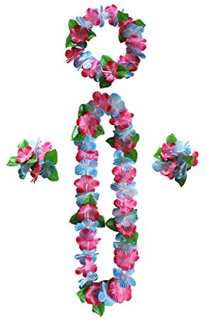 duoyif Blumenketten Hawaii Blumen kette Hawaiian Kette Haarband Armbänder Grasrock Party Kostüm Zubehör Hawaiiketten Für tropische Hawaii-Party Strandpartys Cheerleading Geburtstags Karnevals (B)