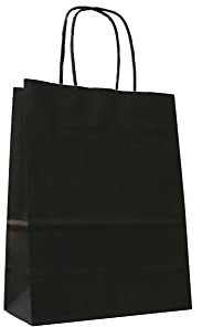 PGV Papiertragetaschen farbig mit Kordel SCHWARZ Nero - Verschiedene Größen und Mengen (15 + 8 x 20 cm, 500 Stück)