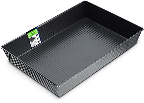 KADAX rechteckige Backform, Backblech in 3 Größen, hohe Blechränder für Kuchen, Toastbrot, Käsekuchen, Brownie, pflegeleichte Kastenform, Wärmeverteilung (36 x 25,5 cm, Schwarz)
