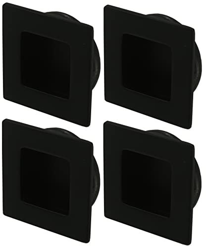 WHL 4X Matt Black Square Recessed Pull Handles, Flush Mount Ideal for Sliding Cabinet, Wardrobe, Cupboard Doors