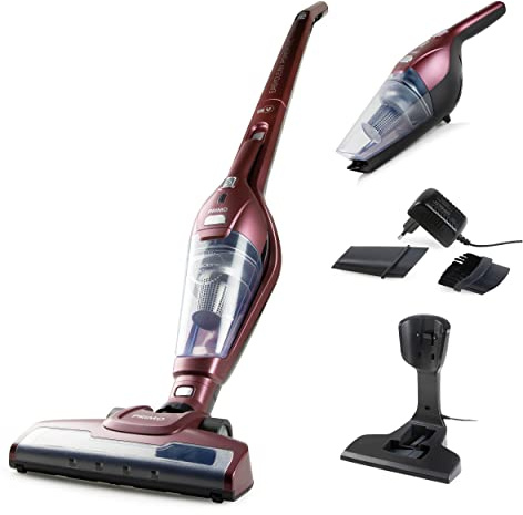 PRIMO PR508SV 2-in-1 Aspirateur sans Fil – Aspirateur Balai & Ramasse-miettes – 18V - Bordeaux