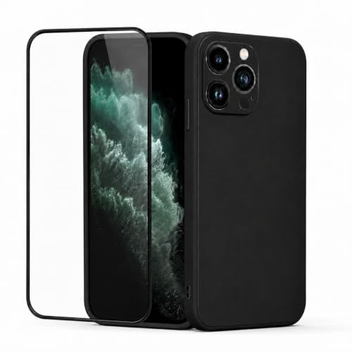 ameego Premium Liquid Silicone Case Compatible with iPhone 13 ProMax, Soft Microfibre Lining, Shockproof Protective Cover, Wireless Charging Compatible (Black)