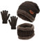 Durio Kinder Mütze Schlauchschal Handschuhe Mütze Set Wintermütze mit Fleece Gefütterte Strickset für Jungen und Mädchen Braun Einheitsgröße
