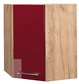 Vicco Eckhängeschrank Fame-Line, Bordeaux Hochglanz/Goldkraft Eiche, 57 cm