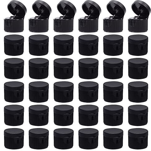 OLYCRAFT 36 Stück 20/410 Schwarze Flip Top Kappen Mit Öffnung Kunststoff Klappdeckel Ersatz Klappdeckel Flip Top Spendekappen Für Squeeze Flaschen Shampoo Feuchtigkeitscreme