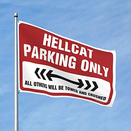 CakJuice Schlafzimmer-Flaggen Hellcat Parking Only Flagge Herbst Gartenflagge Coole Flaggen für Jungs (Größe: 120 x 180 cm)