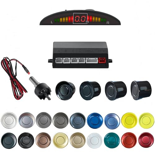 SANDETOUN Parking Sensor Kit Backup Sensor Kit Reverse Sensor for Car 18 Color Options for Probes Adjustable Alarm Volume Professional Sensore de Reversa para Carro Safe Driving Assistant（Black）
