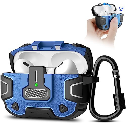 Nillkin for AirPods Pro 2 Case with Magnetic Security Lock, AirPods Pro 2nd Generation 2022 Case for Men Women with Metal Keychain, Armor Tough Shockproof Protective Case for AirPod Pro 2 Blue