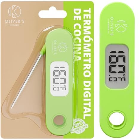 Oliver's Kitchen ® Instant Read Digital Meat Probe Thermometer - Super Fast & Accurate - Simple & Easy To Read & Use Large LCD Display - For Grilling, BBQ, Cooking, Baking and more
