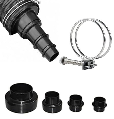 Kit de 4 Manchons adaptateur reducteurs100mm-68/46/40/35 + 1 Colliers de serrage. Pour tuyau souple PU antistatique Diam 100mm, extracteur de poussière, aspirateur de copeaux de bois