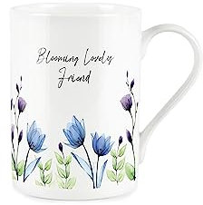 Friend Gift Mug - Blooming Lovely White Floral Bone China Tea Coffee Present Gift Mug