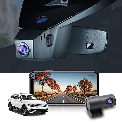 Fitcamx Dashcam Auto Vorne Hinten 1440P+1080P Geeignet für VW Tiguan 2016-2024 (HD2-6179), OEM Dashcam 2K HD Video WiFi, Parkmonitor, G-Sensor, Loop-Aufnahme, WDR Dash Cam,Plug & Play, 64GB Karte