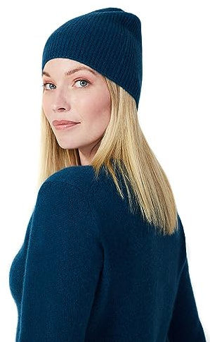 Style & Republic Kaschmir Sport Mütze-Beanie Damen aus 100% Cashmere - Dein kuscheliger Premium Strick Beanie für stilvolle Herbst- & Winter-Momente - Dark Slate Blue