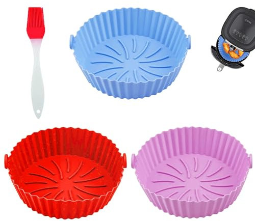 3 Piezas Molde Silicona Freidora de Aire,Molde de Silicona para Freidora de Aire,accesorios freidora de aire,Accesorios Freidora Sin Aceite Reutilizables,para Microondas, Horno.