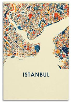 WALS Landkarte Poster Europa Turkiye Istanbul Dekorative Leinwand Familie Schlafzimmer Kunstwerk Bild Gemälde 40 x 60 cm