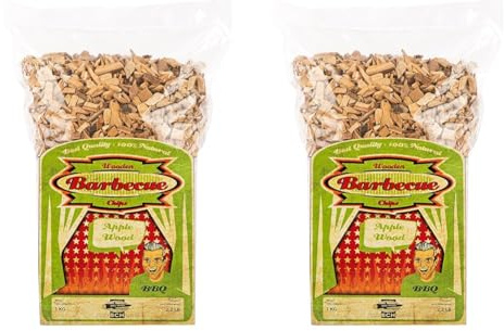 Axtschlag Räucherchips Apfel, 1000 Gramm sortenreine Räucherspäne für besondere Rauch- und Geschmackserlebnisse, für alle Grills & Smoker (Packung mit 2)