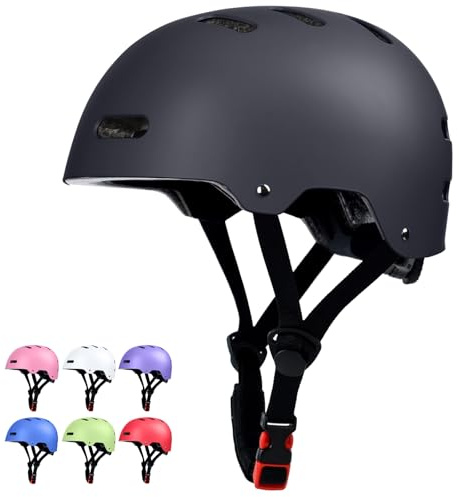 Skateboard Bike Helmet for Adults Women Men Youth Kids (2-3-5-8-14+ Years Boys Girls) - Lightweight Multi-Sport Adjustable Helmets for Bicycle Skateboard Scooter Skate Cycling
