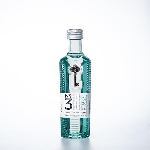 No.3 London Dry Gin Mini, Voted Best in The World 4 Times, Great For Cocktails Including Martini, Cocktail Mixer for Negroni, gin & Tonic & Tom Collins, No.3Gin For All 46% ABV, 5cl 50ml