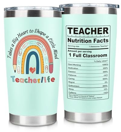 VivaJoy Teacher Gifts, Gifts for Teachers, Green Stainless Steel Tumbler with Carefully Designed, Cute Sweet Stationery and Heart Pattern, Thank You Teachers Gift for Women