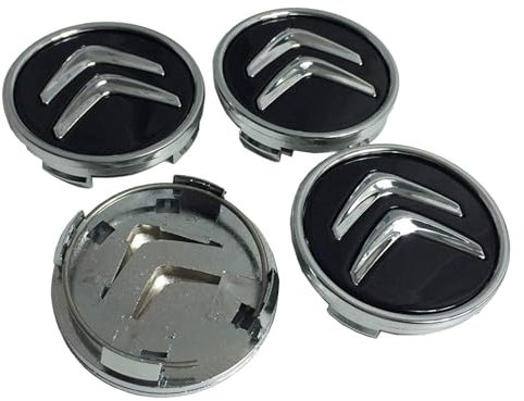 4 Stück Nabendeckel für Citroen 60mm C1 C2 C3 C4 C5 Radnabendeckel Felgendeckel Felgenkappen Nabenkappen Wheel Caps Radnabenabdeckung, Schwarz