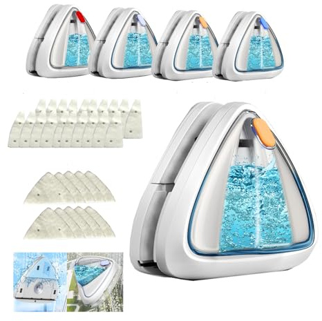 Hooha Magnetischer Fensterreiniger für 8-15mm Fenster Water-Filled Fensterputzer Doppelseiten Magnetisch Fensterputzer Professionell Fensterwischer Enthält insgesamt 30 Schwämme