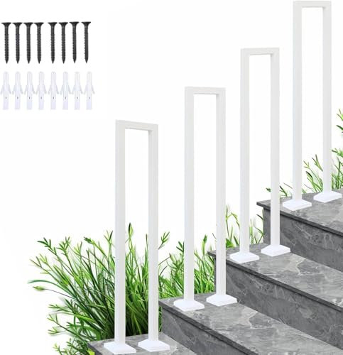 Treppengeländer Innen Weiß, U-Förmiger Handlauf, Raußen Metal Geländer, Nordic Modern für Villen Balkone Flure Wohnungen (Weiß, 100cm)