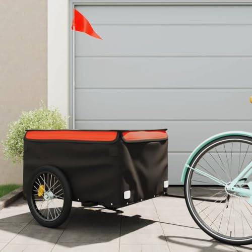 Iiaky Lastenanhänger Schwarz und Orange 45 kg Eisen fahrradanhänger Kupplung mopedanhänger kajak Wagen