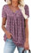 CHICZONE Womens Short Sleeve V Neck Tops Pleated Buttons Up Blouse Womens Henley T-Shirts