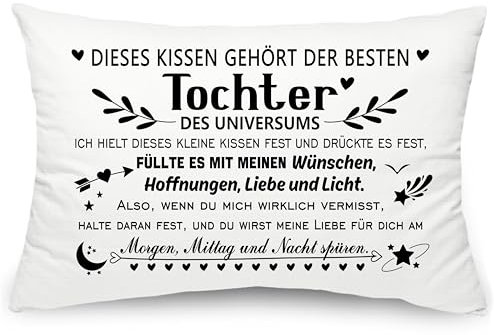 Yufansd Tochter Geschenk von Papa Mama Kopfkissenbezug Dieses Kissen gehört der besten Tochter Kissenbezüge Geburtstagsgeschenk Deko für Kissen Andenken Kissenhülle 1 Stück 50x75cm (Tochter)