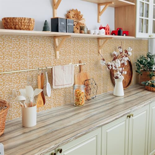 Modello marmoGiallo Bianco Pavimento PVC Adesivo Piastrelle Adesive Bagno Impermeabile Adesivi Murali Mattonelle Cucina Adesive Pavimento 20x20cm/10pcs