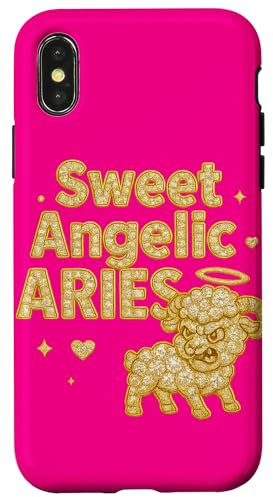 Sweet Angelic Aries Gift - Gold & Diamond Zodiac Gift Case for iPhone X/XS
