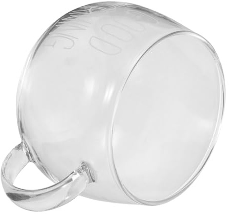 Hemobllo Tazza Colazione in Vetro Resistente al Calore con Manico Bicchiere Trasparente per Latte Cereali e Yogurt Design con Scritta Bianca Morning per Casa e Ufficio