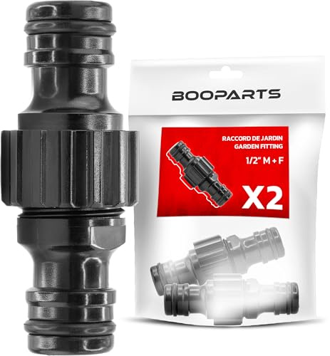BOOPARTS – Raccordi Rapidi Maschio e Femmina 1/2 per Tubo da Giardino | Connettori per Irrigazione | Set da 2 Pezzi