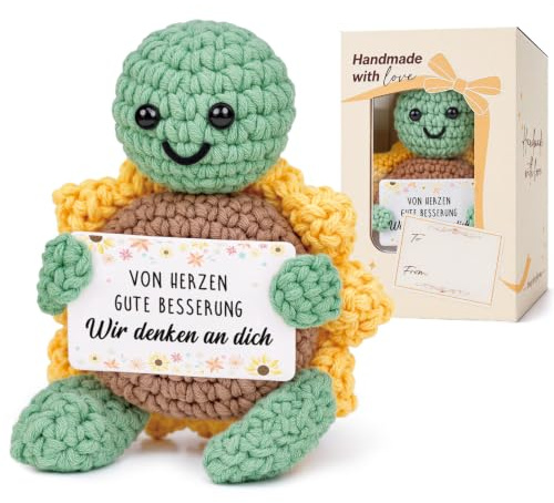 CheriGift Gute Besserung Geschenke, Handgemachte Schildkröte Pocket Hug | Geschenk Freundin Geburtstag, Alles Wird Gut Geschenk für Freund Familie Kollegin Get Well Soon Gift