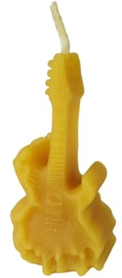 Bienenwachskerze Gitarrenkerze E-Gitarre 7,5 cm Musiker-Geschenk — handgegossene Wachsfigur Gitarre Saiten-Relief, Made in Germany