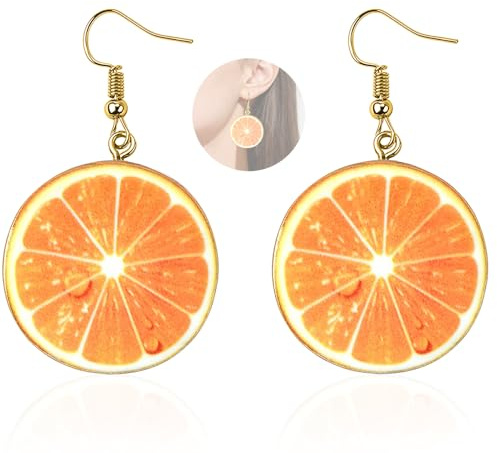 Lysjoy Ohrringe Orange, Ohrringe Orangenscheiben, Orangen Ohrringes Aperol, Ohrringes Früchte Hängend, Ohrring Fasching Damen, Aperol Kostüm Damen für Karneval, Partys, Reisen (A)